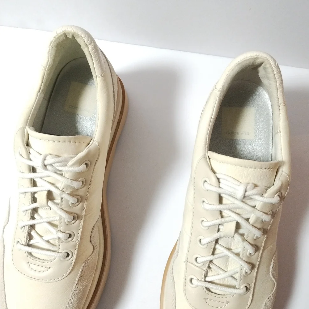 Dolce Vita Jayne Ivory Wedge Double Platform Lace-up Sneakers Shoes 8.5